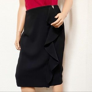 TAHARI RUFFLE PENCIL BLACK SKIRT